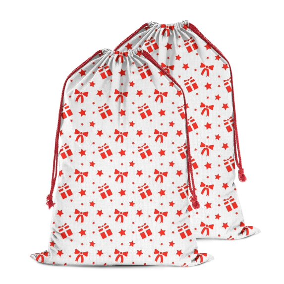 Christmas Sack – 28" X 20" Canvas Gift Bag with Drawstring, Full Print Polyester Santa Sack, Durable Reusable Xmas Gift Bag for Holiday, Party & Storage