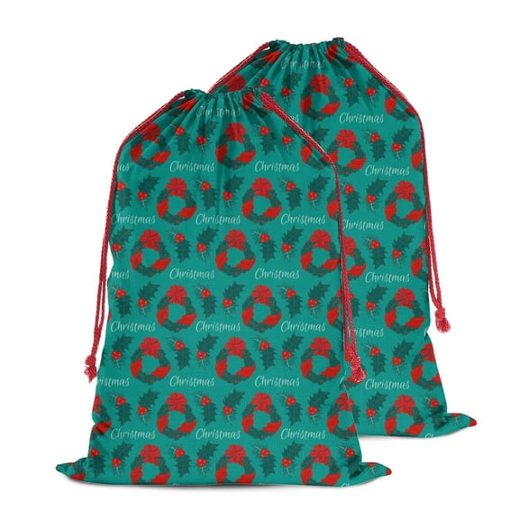 Christmas Sack – 28" X 20" Canvas Gift Bag with Drawstring, Full Print Polyester Santa Sack, Durable Reusable Xmas Gift Bag for Holiday, Party & Storage