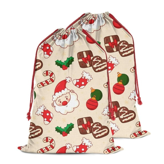 Christmas Sack – 28" X 20" Canvas Gift Bag with Drawstring, Full Print Polyester Santa Sack, Durable Reusable Xmas Gift Bag for Holiday, Party & Storage