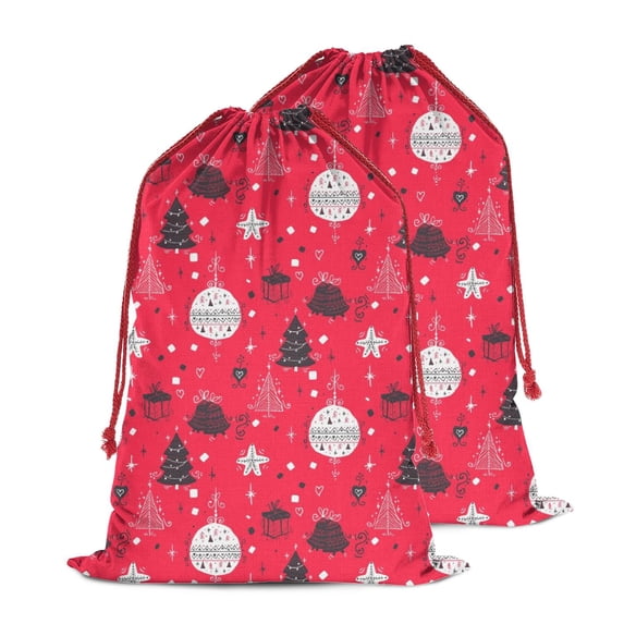 Christmas Sack – 28" X 20" Canvas Gift Bag with Drawstring, Full Print Polyester Santa Sack, Durable Reusable Xmas Gift Bag for Holiday, Party & Storage