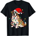 Christmas Saint Bernard Dog Lights Santa Xmas Pet Lover Graphic T-Shirt ...