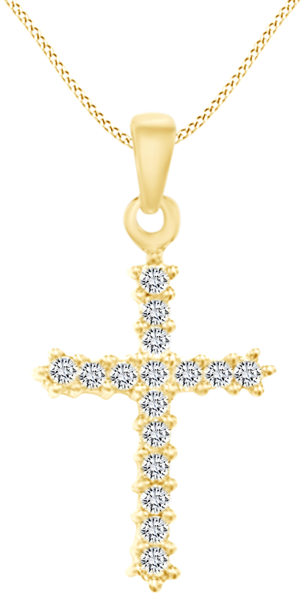 0.10 Carat DGLA Certified Round Diamond Cross Pendant For Women With 18 Inch Chain - View #9