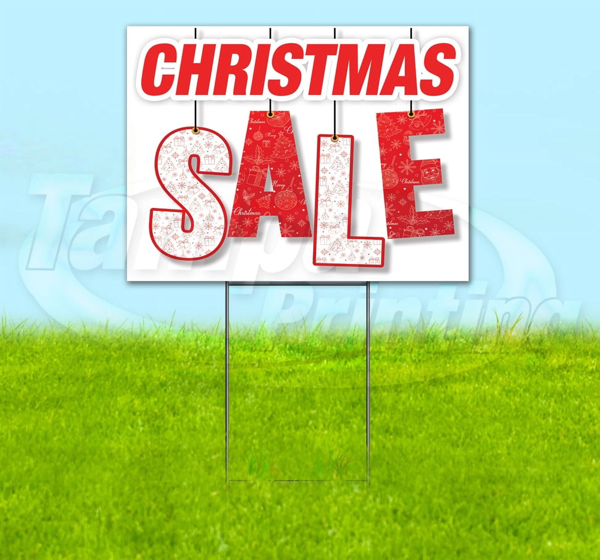 Christmas Sale (18" x 24") Yard Sign, Includes Metal Step Stake