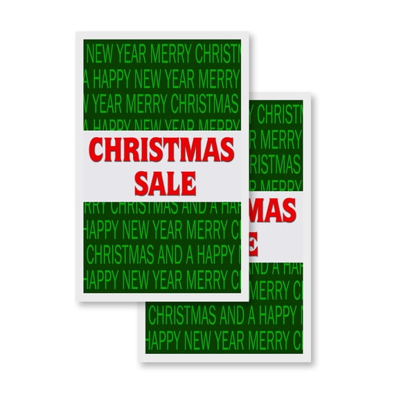Christmas Sale (2-PACK) 24" x 36" Vinyl Decals | Sign Insert Peel & Stick Decals Stickers Window Signs