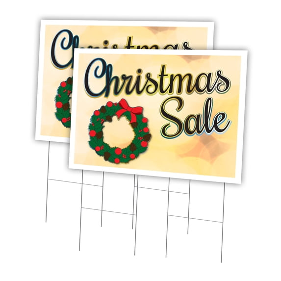 Christmas Sale 2 Pack Of 24" x 36" Yard Sign & Stake | Advertise Your Business | Stake Included Image On Front Only | Made in The USA