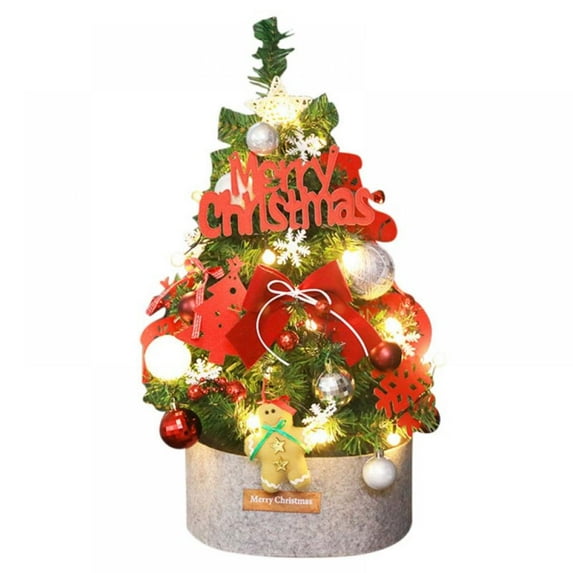 Christmas Sale! 24-inch Pre-Lit Battery Operated Tabletop Mini Artificial Christmas Tree Decor with LED Lights, Red Berries, Gold Ornaments, Red(Battery Not Included)