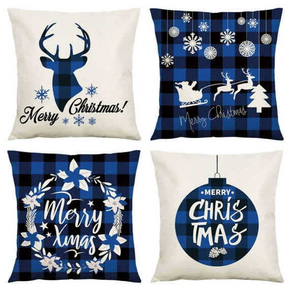 Christmas Sale! 4 Pack Christmas Throw Pillow Covers 18"x18" Christmas Decor Scenery Throw Pillow Covers for Christmas Sofa Couch Home Decoration Set of 4
