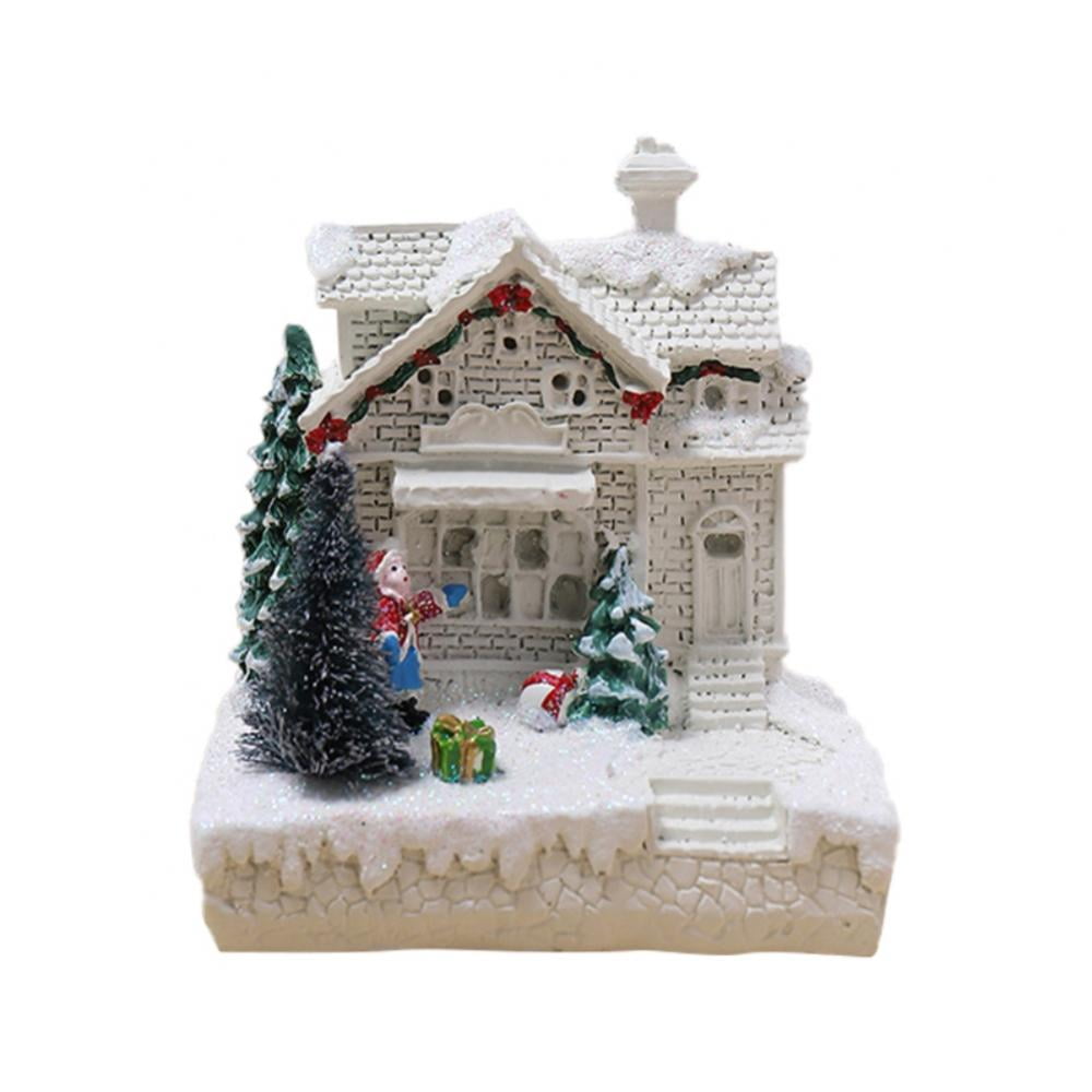 Ceramic Christmas Village Houses With Warm LED Lights - Holiday Home Decorations