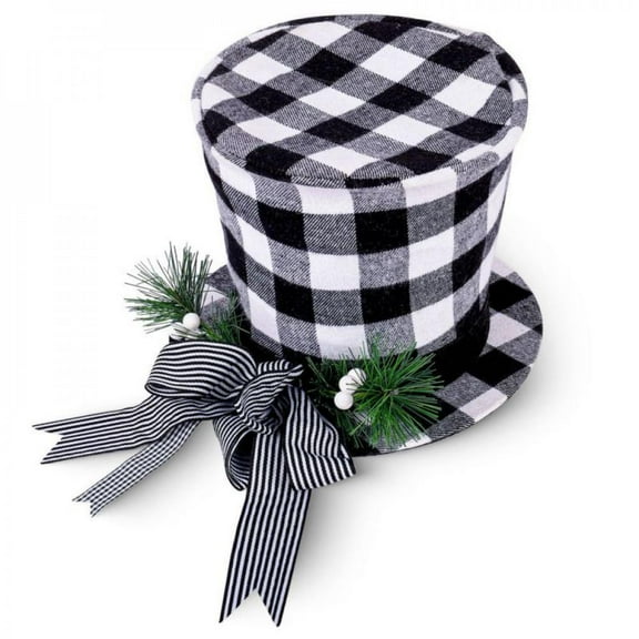 Christmas Sale! Christmas Tree Topper Hat, Retractable Xmas Tree Topper, Foldable Classic Plaid Top Hat with Large Bow for Christmas Tree Decor Desktop Ornaments Winter Holiday Party Home Decor