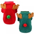 thumbnail image 1 of Christmas Sale! Dog Cat Christmas Outfit Coat Sweater Santa Claus Cartoon Reindeer Costume Soft Warm Coral Fleece Pet Winter Party Dress Up Clothes Jumpsuit Apparel for Puppy, 1 of 6