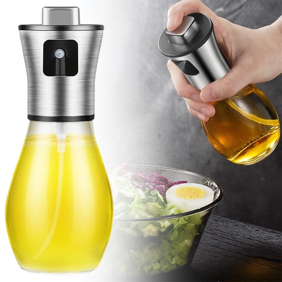 Christmas Sale, Hilingoto Grey 304 Stainless Steel Spray Bottle 200Ml, Oil Sprayer For Cooking Olive Oil Mist Sprayer 200Ml Bottle For Cooking Baking And Fryer And Canola Oil Dispenser Kitchen Gadget