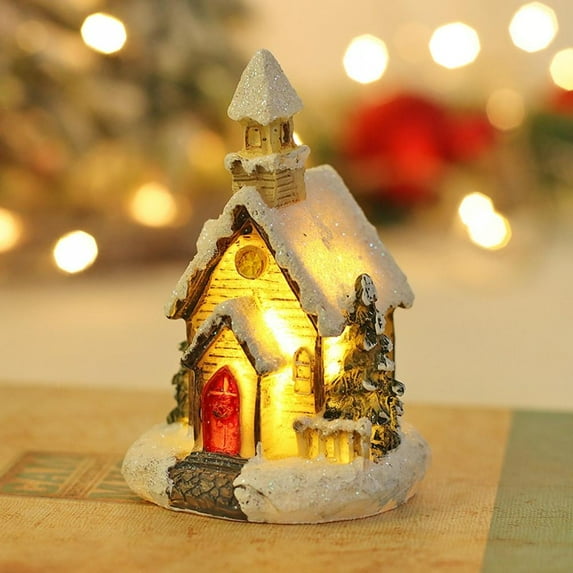 Christmas Sale! Resin Christmas House Resin Christmas Scene Village Houses Town With Warm White Led Light Battery Operate Christmas