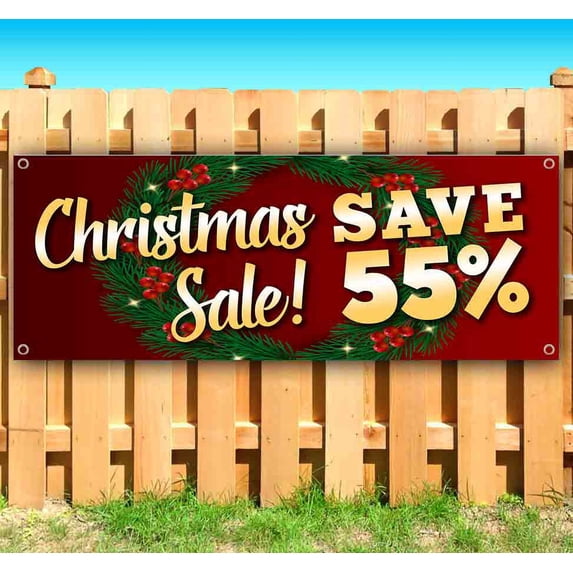 Christmas Sale Save 55% Red Customizable 13 oz Banner Heavy-Duty Vinyl Single-Sided With Metal Grommets