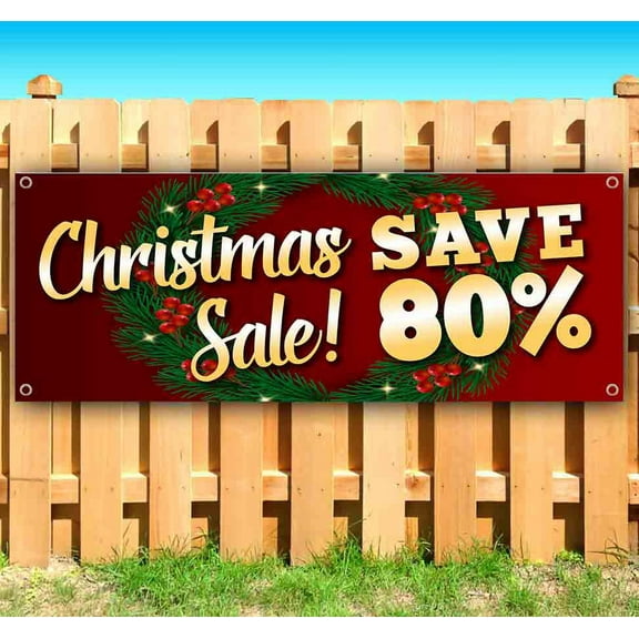 Christmas Sale Save 80% Red Customizable 13 oz Banner Heavy-Duty Vinyl Single-Sided With Metal Grommets