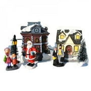 Christmas Sale! Set of 10 Resin Christmas Scene Village Collections Winter Christmas Cabin Village House Town Street Light Up Building Luminous Figurines Xmas Ornament Gift for Kids