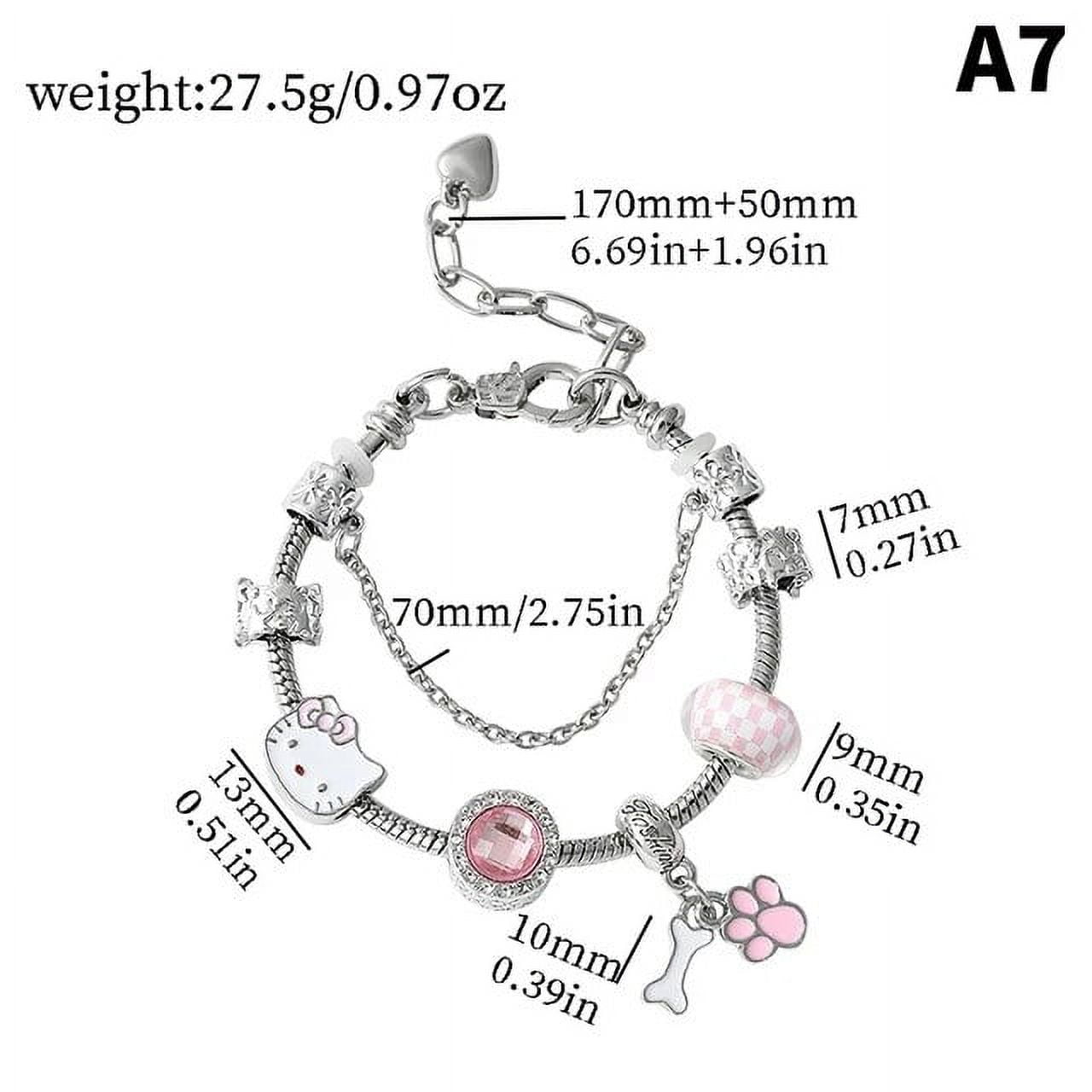 Kawaii Sanrio Kitty Cinnamoroll Melody Kuromi Bracelets Women Fashion Charm  Jewelry Cartoon Adjustable Accessories Alloy Gifts