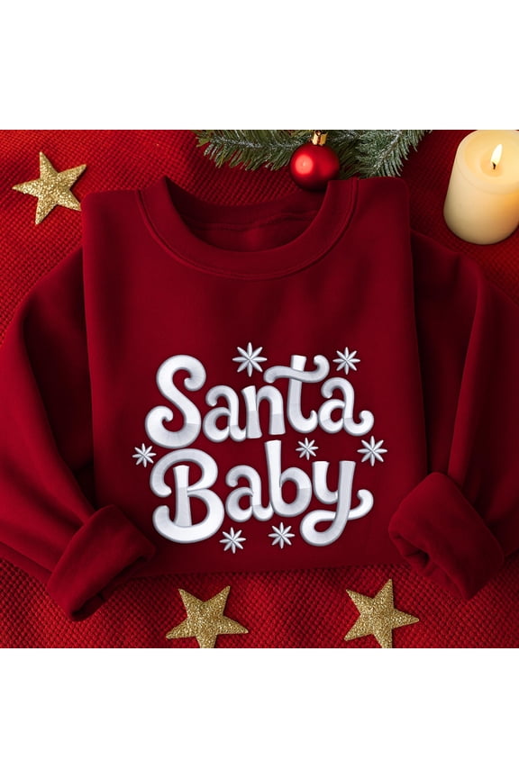 Christmas Santa Baby Embroidered Sweatshirt, Merry Christmas Embroidered Shirt, Winter Festival Gifts, Christmas Snow Hoodie