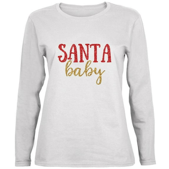 Christmas Santa Baby Ladies' Relaxed Jersey Long-Sleeve Tee White LG