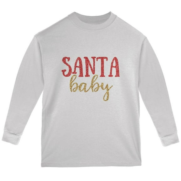 Christmas Santa Baby Youth Long Sleeve T Shirt White YXL