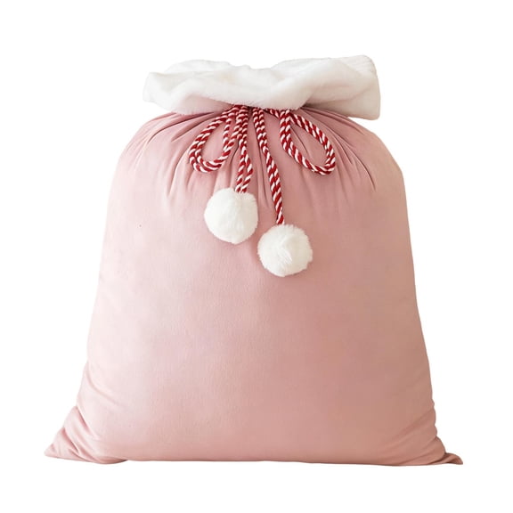 Christmas Santa Bags with Drawstring , Christmas Bags Santa Gift Sack for Playing Present Toy , 15.7*23.6In Pink