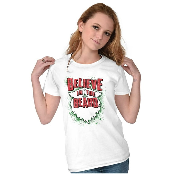 Christmas Santa Believe in the Beard Womens Slim Fit Graphic Tee Brisco Brands L