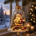 thumbnail image 1 of Christmas Santa Bell Ornament, Lighted Clear Diorama Hanging Bauble with Mini Scene, Festive Tree Decor for Holiday Home Party, Christmas Gift (3.94 In), 1 of 6