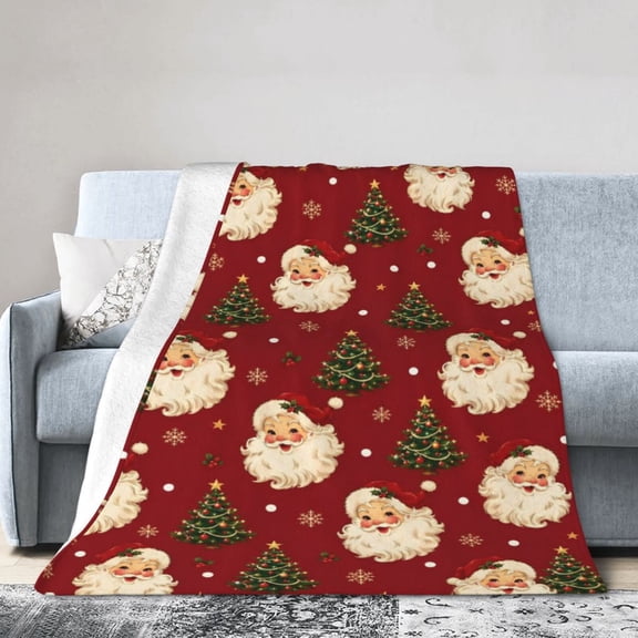 Christmas Santa Blanket Santa Tree Snowflake Soft Cozy Throw Blanket Gift for Women Family 50x40