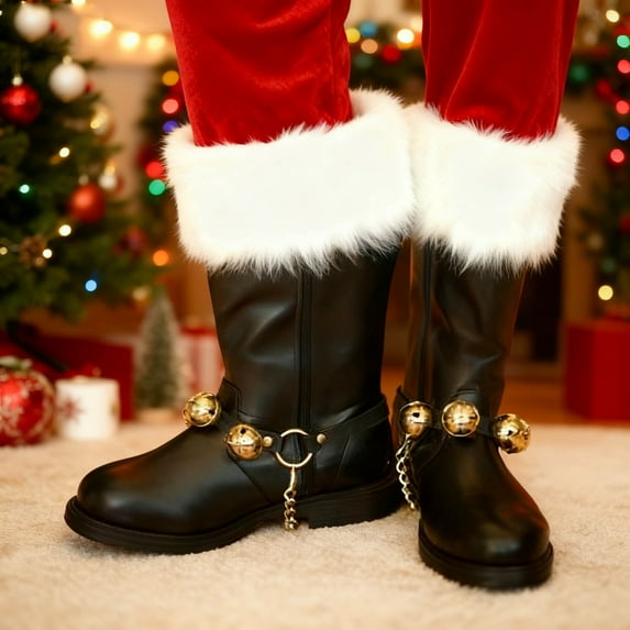Christmas Santa Boots Men's Boots (Black 45)