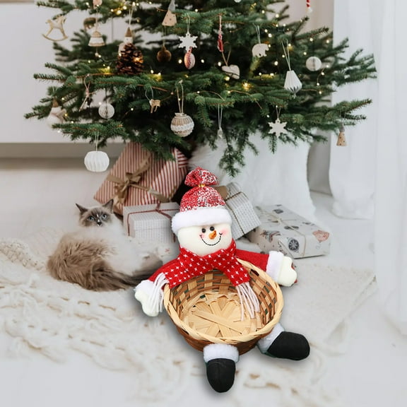 Christmas Santa Candy Basket Decoration, Cute Doll Fruit and Gift Basket, Large Capacity Holiday Storage for Candy, Gifts and Table Decor, Christmas Party Home Decoration Supplies