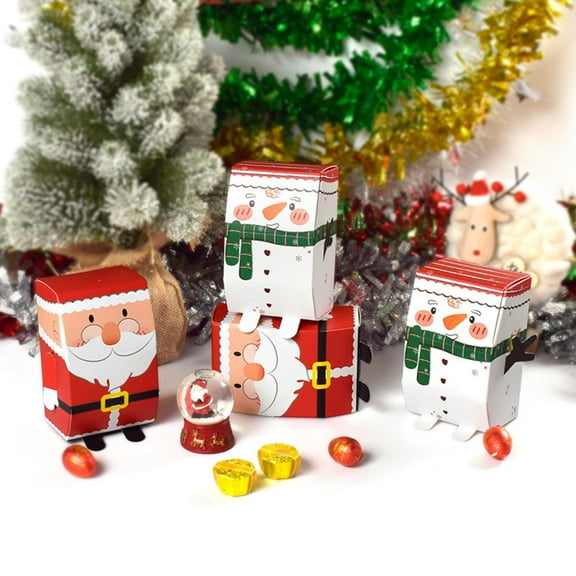 Christmas Santa Candy Box, Snowman Gift Packaging Box for Christmas Eve, Holiday Party Favor for Family Gatherings, Festive Wrapping Box for Mantel Display and Stocking Stuffer Storage Akmoler