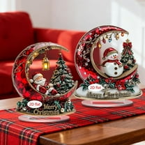 Christmas Santa Claus Acrylic Desktop Decoration 2D Moon Tabletop Ornament Acrylic Home Decor For Living Room Study Desk Idea Gift For Christmas Birthday Anniversary Valentine's Day