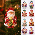 thumbnail image 1 of Christmas Santa Claus Acrylic Hanging Ornament Cute Flat Pendant Decoration for Xmas Tree Wreath Holiday Party Home Decor, 1 of 7