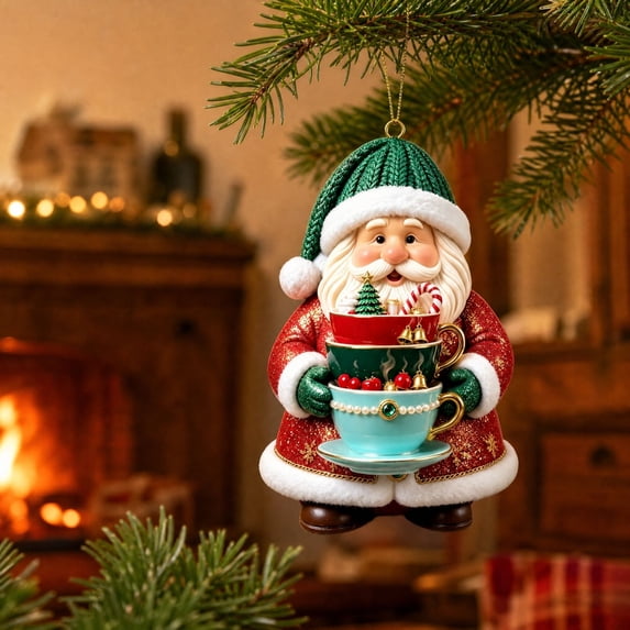 Christmas Santa Claus Acrylic Ornament, Decorative Hanging Pendant, Xmas Tree Holiday Party Home Decor Gift Use