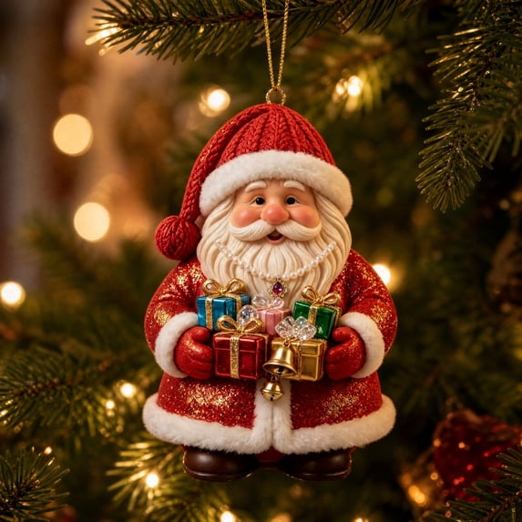 Christmas Santa Claus Acrylic Ornament, Decorative Hanging Pendant, Xmas Tree Holiday Party Home Decor Gift Use