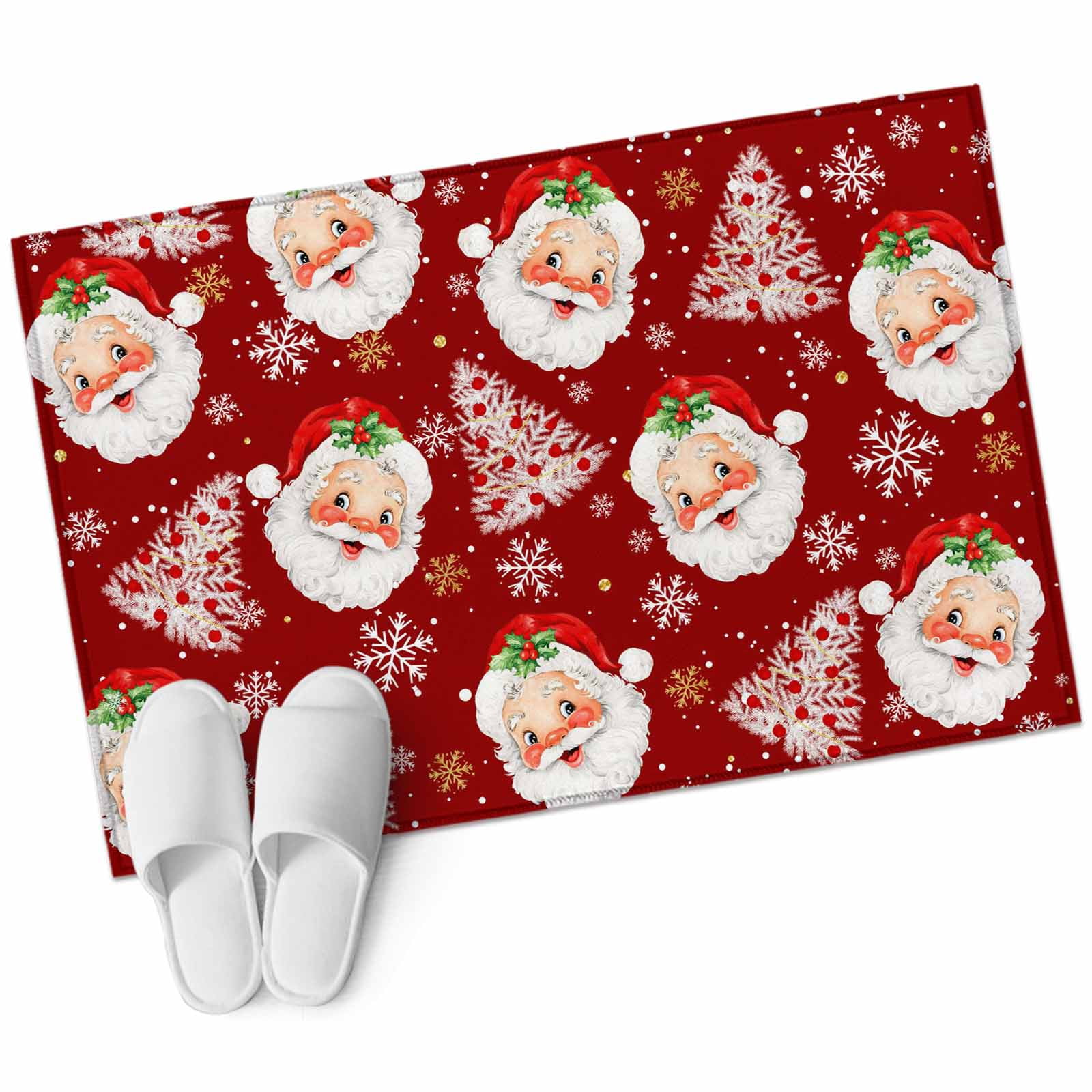 Christmas Santa Claus Area Rug 2x3ft Christmas Tree Winter Snowflakes ...