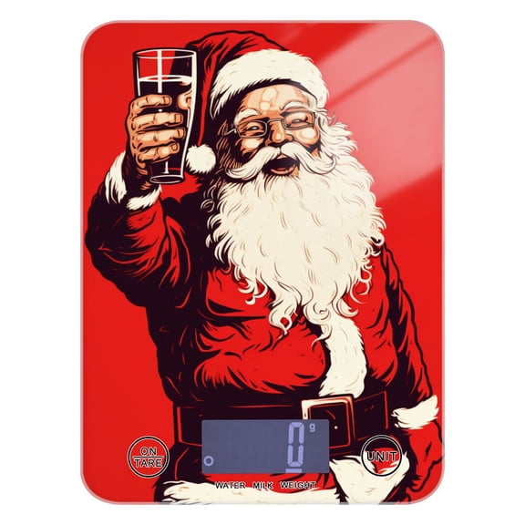 Christmas Santa Claus Beer Food Scale Digital Kitchen Scale Waterproof Tempered Glass Tare Function 11 lb for Baking Cooking Meal Prep