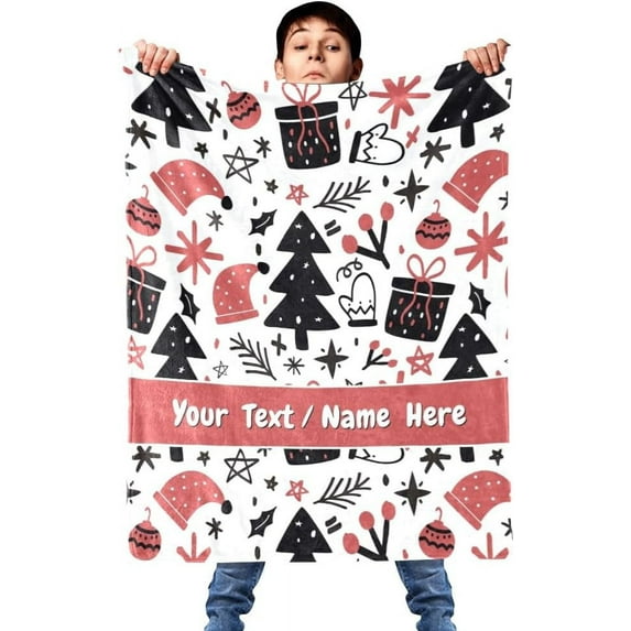 Christmas Santa Claus Blanket, Customized Blanket with Name, Personalized Blanket Throw Blankets for Adult Kid Christmas, 30" x 40"