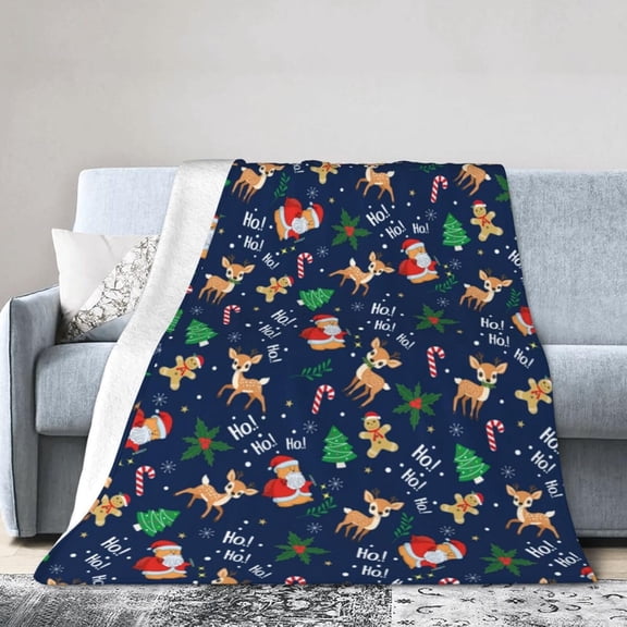 Christmas Santa Claus Blanket Soft Cozy Plush Warm Fleece Blanket for Sofa Couch Bed 60"X50"