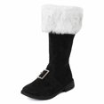 thumbnail image 1 of Christmas Santa Claus Boots Men's Wide Calf Santa Combat Boots with White Plush Foot Bells Buckle Strap for Halloween Christmas, 1 of 6