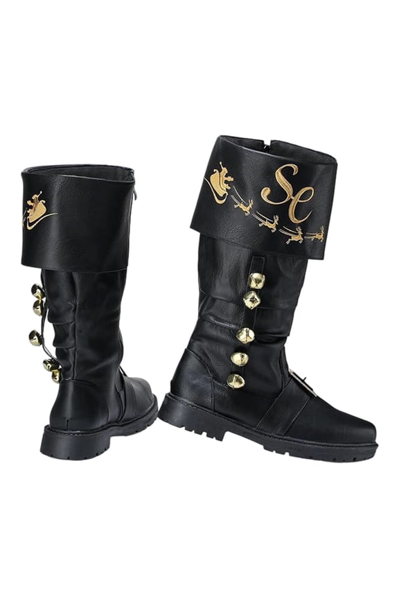 Christmas Santa Claus Boots for Men Wide Santa Combat Boots Xmas Accessory