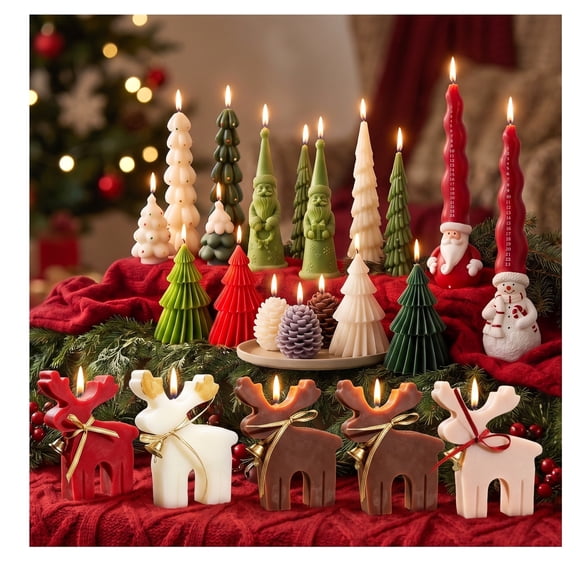 Christmas Santa Claus Candles Scented Wax Figurine Clean Burning & Hand Poured for Table Centerpiece Christmas Decor by MPOISVA