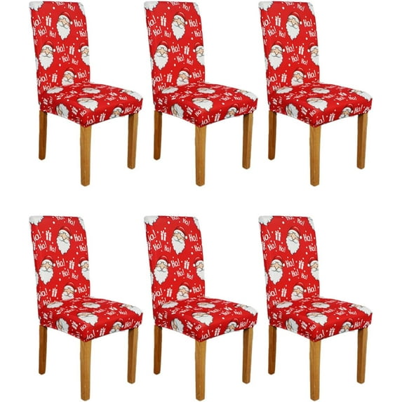 Christmas Santa Claus Chair Covers for Dining Room Set of 6 Merry Christmas Stretch Dining Chair Slipcovers 6 Pieces Holiday Xmas Removable Seat Protector 6 Pack Decor for Home and Party
