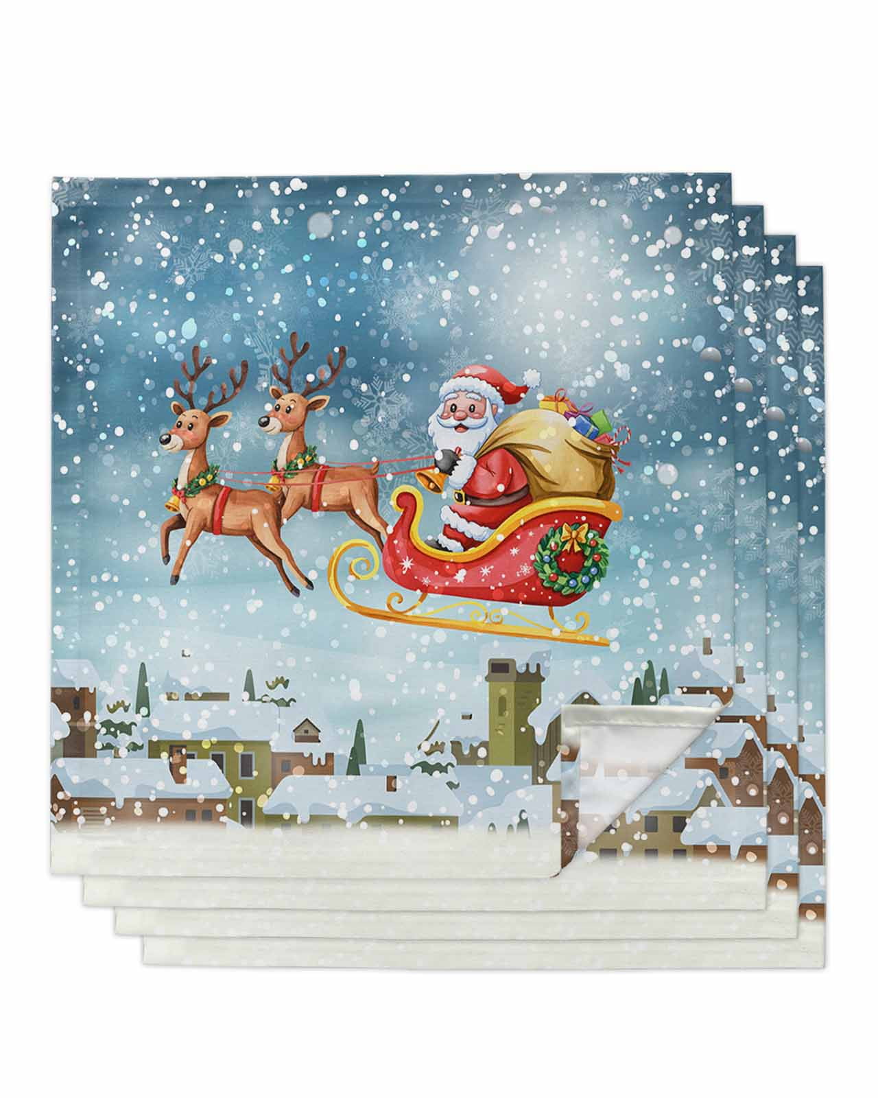 FEKIDO Christmas Cloth Napkins Set Of 4, Red Polyester Dinner Napkins Washable - View #5