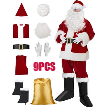 AMAZON⭐️ 👉Santa Costume for Men 12pcs Set Red Deluxe Velvet Christmas Party Cosplay for Adult Santa Claus Suit 💵 List Price: $64.90 🪄 Code: 50YRDNRY 💲 Price With Code: $29.95-$34.95 ➡️We are