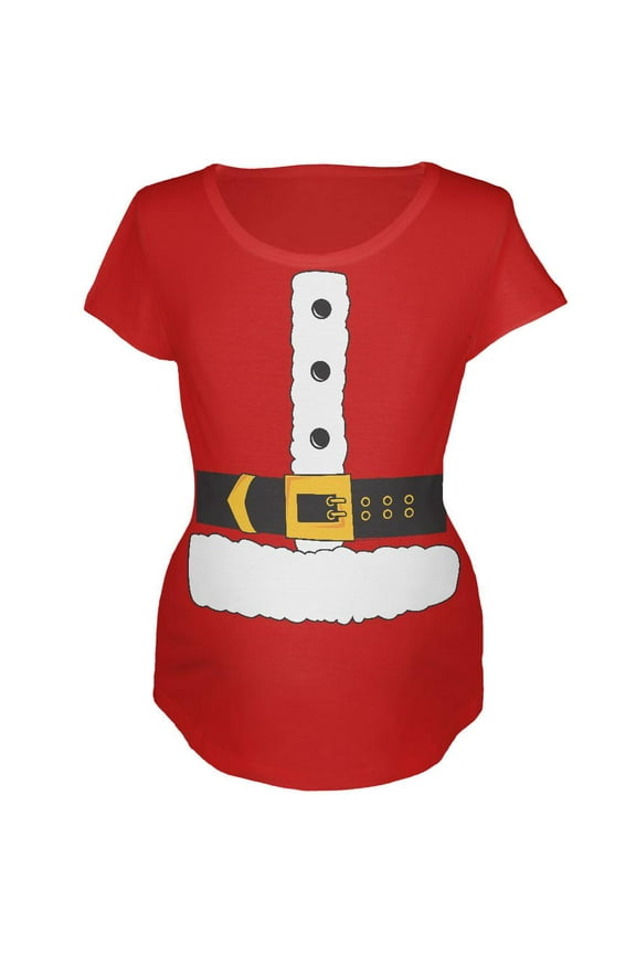 Christmas Santa Claus Costume Red Maternity Soft T-Shirt - Large