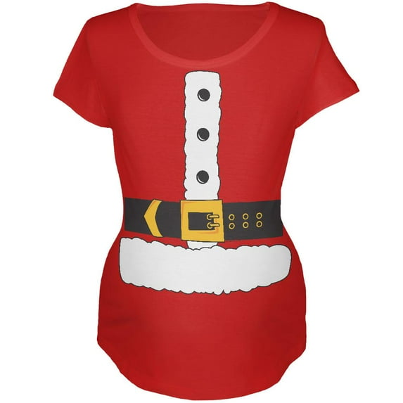Christmas Santa Claus Costume Red Maternity Soft T-Shirt - X-Large