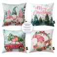 thumbnail image 1 of Christmas Santa Claus Decorative Pillows, Velvet Printed Christmas Tree and Car, 18" x 18", Pink, Set of 4, 1 of 4