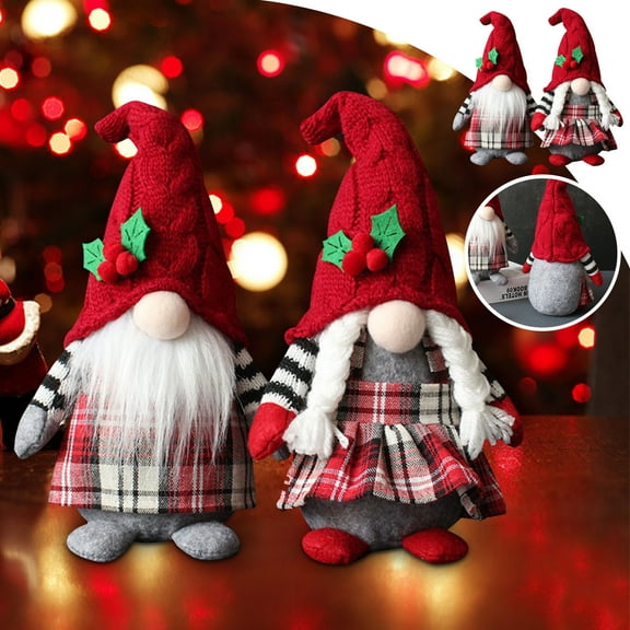 Christmas Santa Claus Doll Statue, Faceless Gnome Decor for Holiday Home Decoration, Tabletop Figurine for Living Room, Desk, and Bookshelf