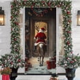 thumbnail image 1 of Christmas Santa Claus Door Cover 35x71 Inch Holiday Front Door Decoration Polyester Reusable Festive Home Decor, 1 of 6