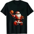 thumbnail image 1 of Christmas Santa Claus Dunking A Basketball Boys Kids Xmas T-Shirt, 1 of 5